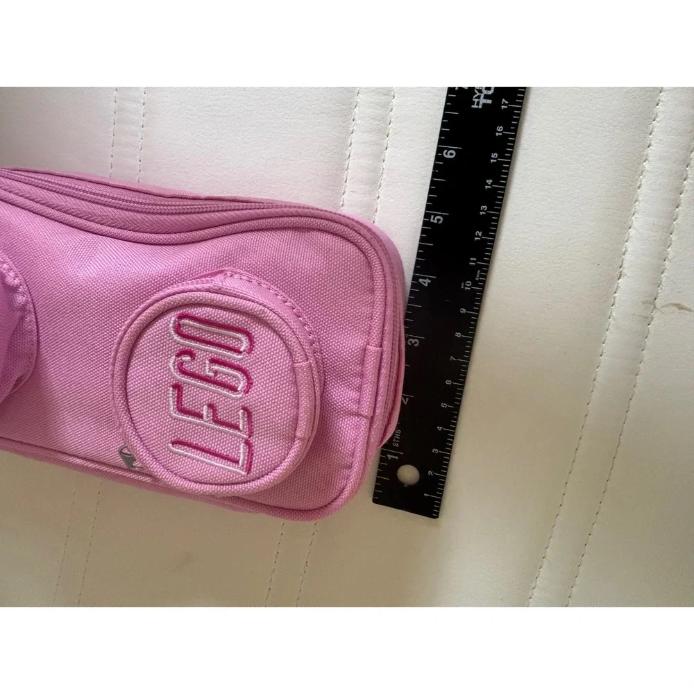 LEGO Brick Pouch Pink Canvas Pencil Case Travel Organizer Bag 2x1 Stud Design